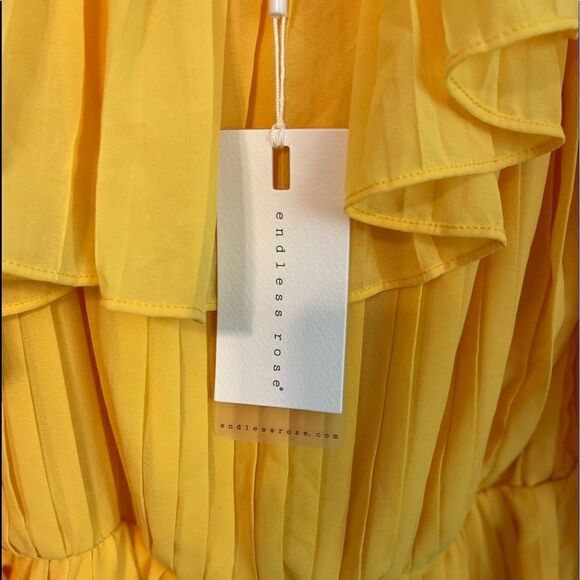 ENDLESS ROSE One Shoulder Yellow Mini Dress.Size S - Picture 13 of 16